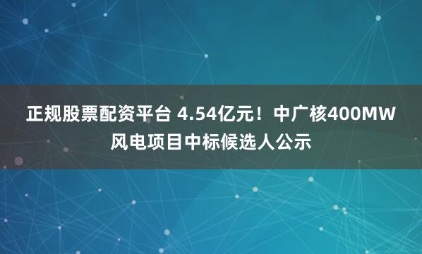 正规股票配资平台 4.54亿元！中广核400MW风电项目中标候选人公示