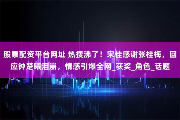 股票配资平台网址 热搜沸了！宋佳感谢张桂梅，回应钟楚曦泪崩，情感引爆全网_获奖_角色_话题