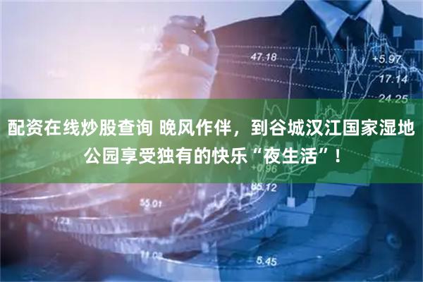 配资在线炒股查询 晚风作伴，到谷城汉江国家湿地公园享受独有的快乐“夜生活”！